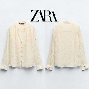 ⚜️NWT ZARA FOIL DOTTED MESH BLOUSE⚜️